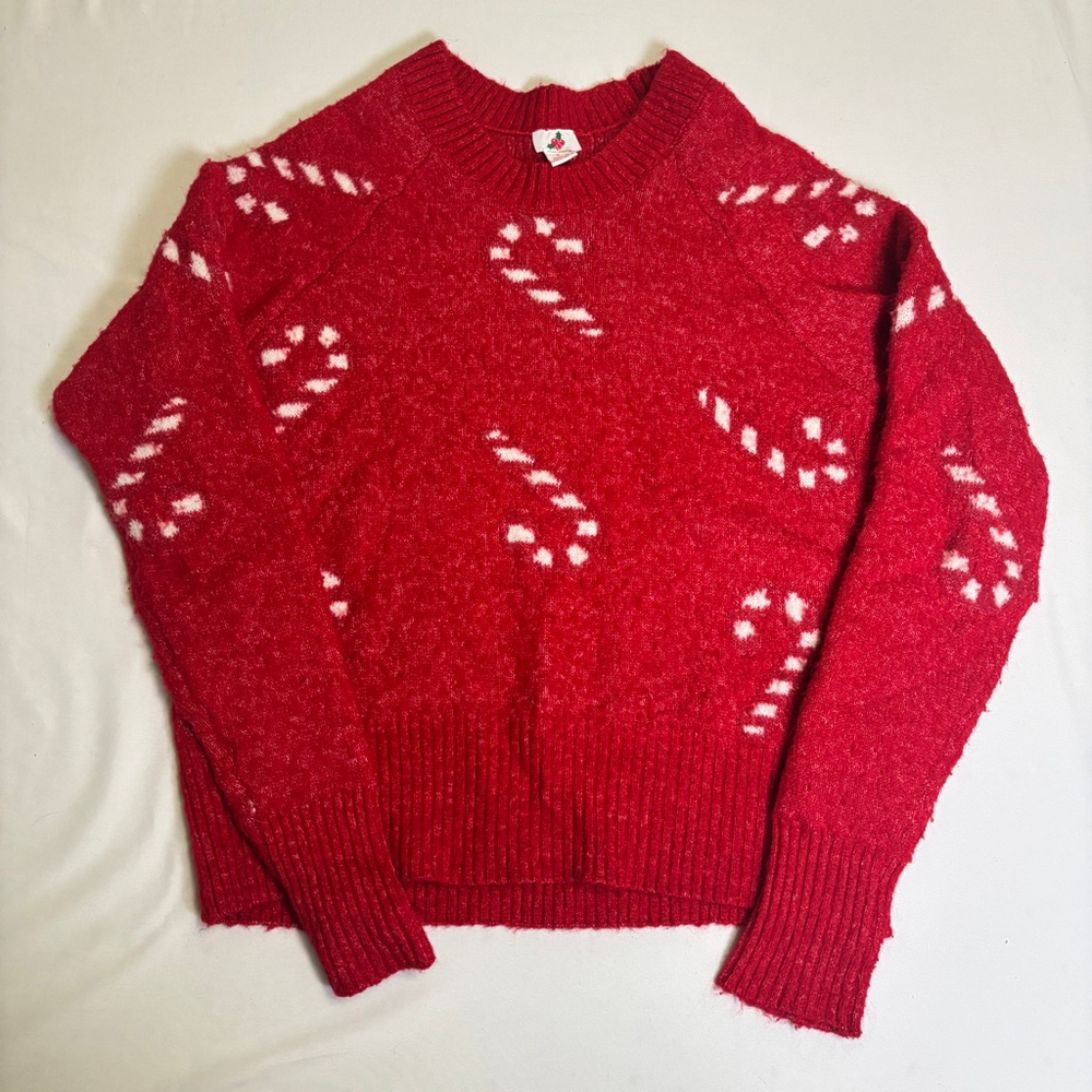 Festive Red Candy Cane Women's Sweater - Picture 11 of 12
